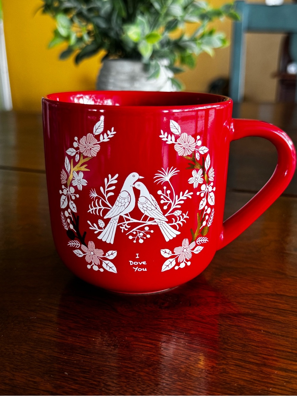 Threshold I Dove You Vibrant Red Ceramic Stoneware Coffee Mug Love Birds